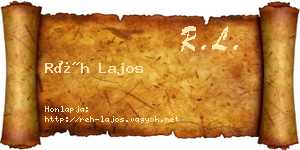 Réh Lajos névjegykártya